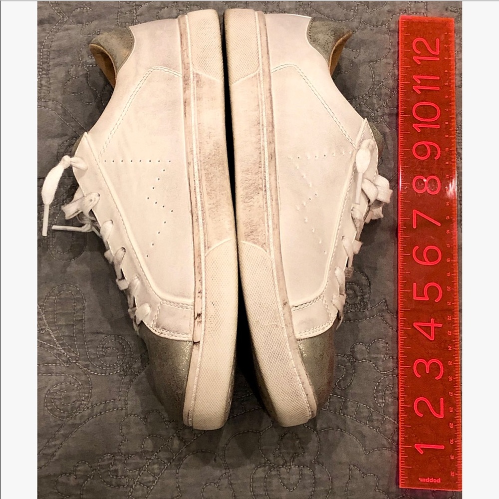 Who What Wear Gold Distressed Low Top Sneakers - Picture 6 of 8